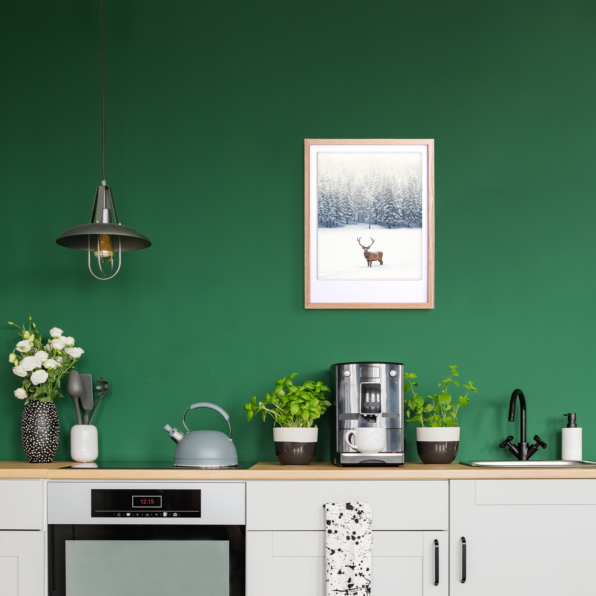 pickmotion-winter-deer-art-poster-mit-echtglas-rahmen image 2