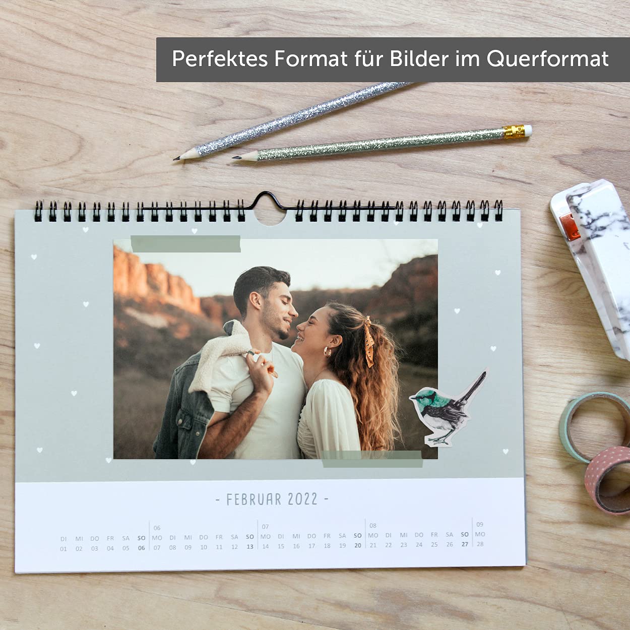 gr-tz-verlag-bastelkalender-2022-din-a4-quer-goldherzen-wandkalender image 2