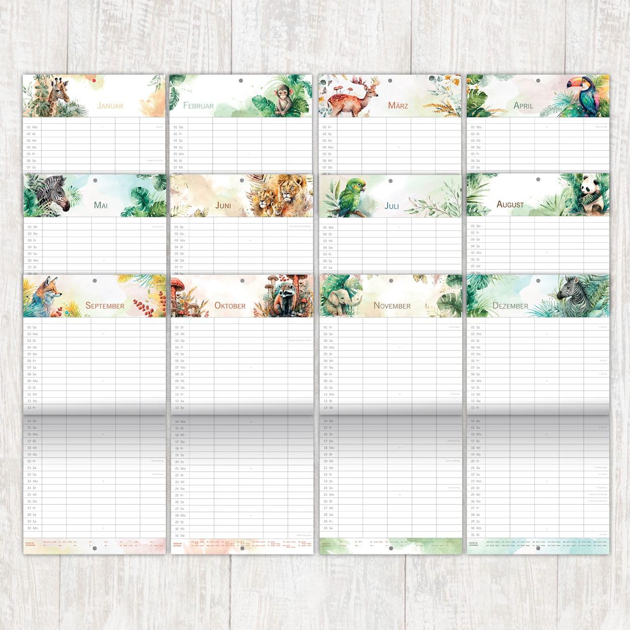 gr-tz-verlag-familienplaner-2024-5-spalten-tiere-wandkalender-22x43-cm image 5
