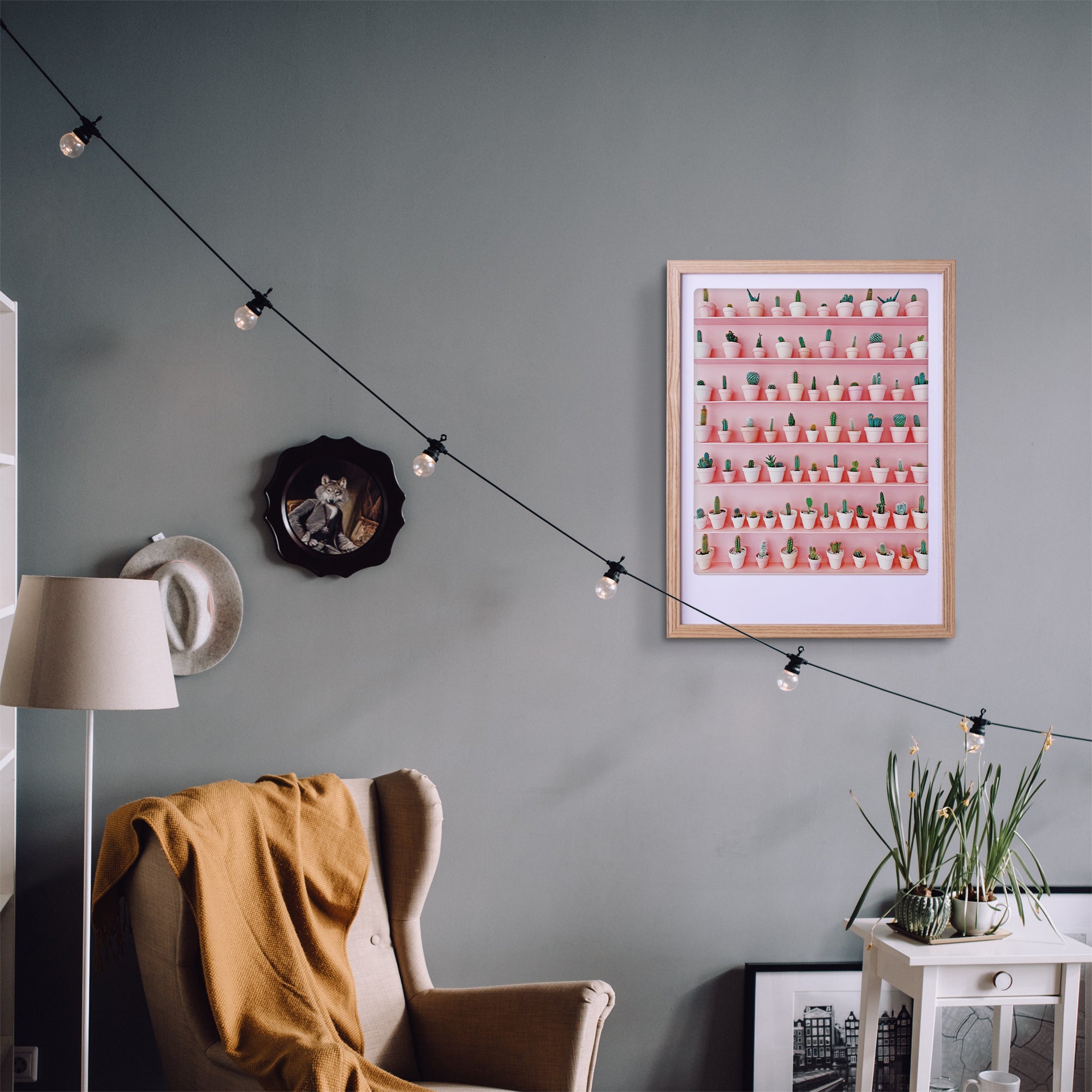 pickmotion-art-poster-cactus-wall-mit-echtglas-rahmen image 2