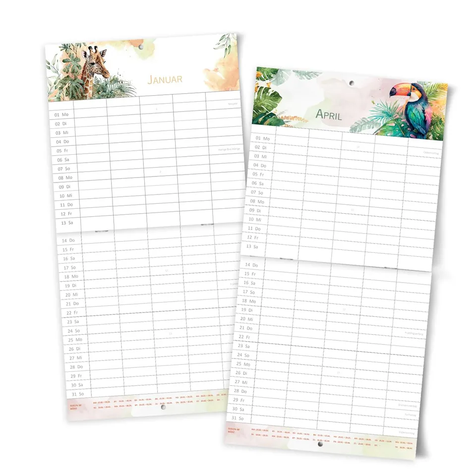 gr-tz-verlag-familienplaner-2024-5-spalten-tiere-wandkalender-22x43-cm image 1