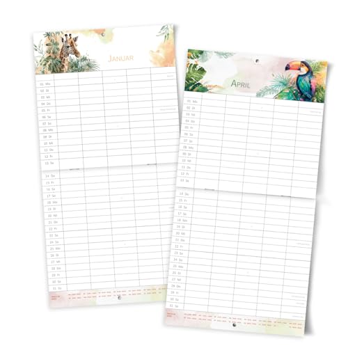 gr-tz-verlag-familienplaner-2024-5-spalten-tiere-wandkalender-22x43-cm image 7