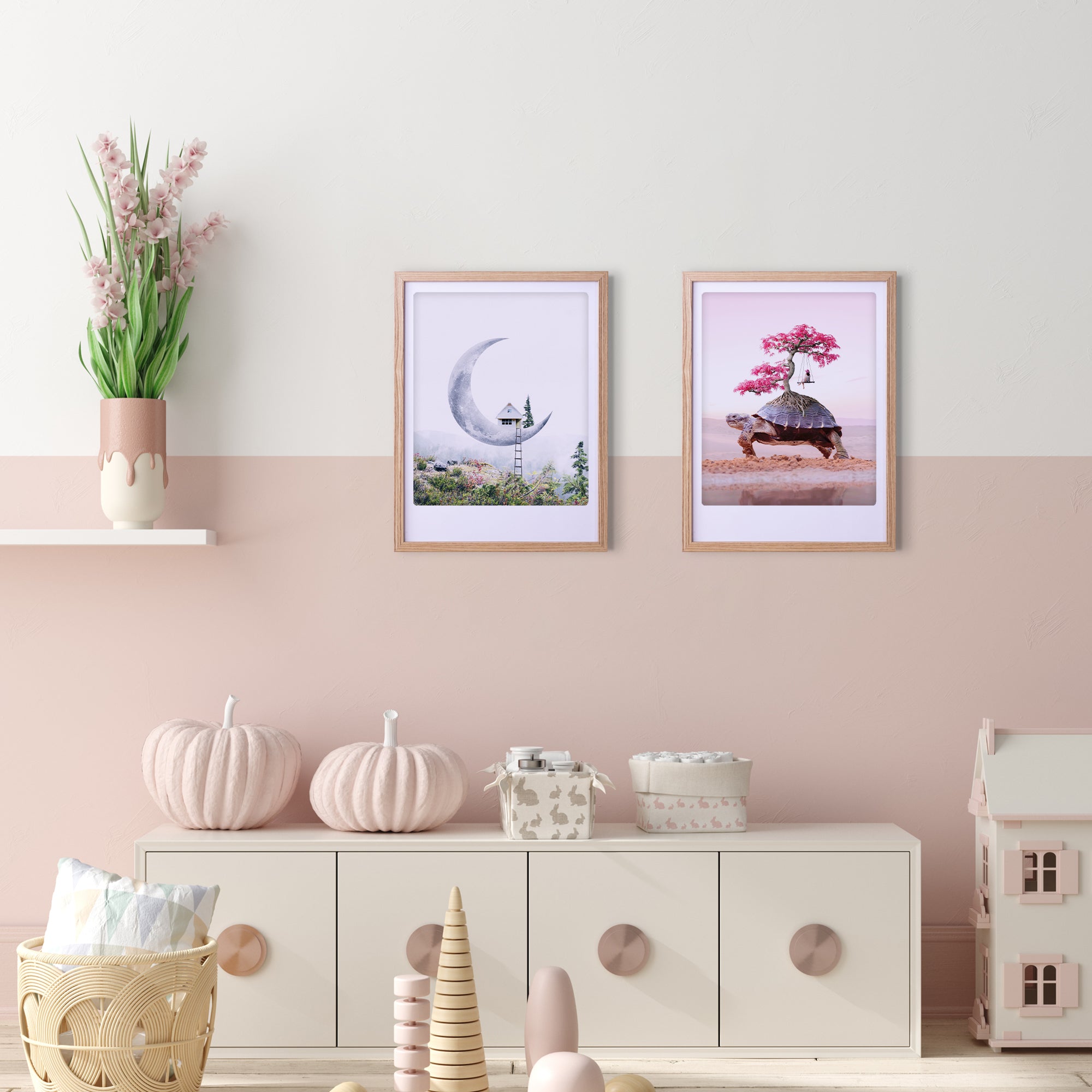 pickmotion-art-poster-living-on-the-moon-mit-echtglas-rahmen image 2