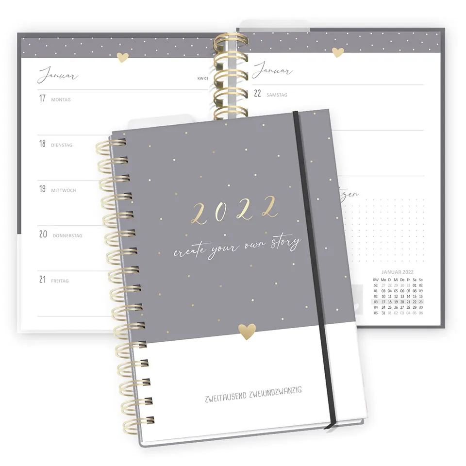 gr-tz-verlag-organizer-2022-a5-wochenplaner-1-woche-2-seiten-ringbuch-goldfolie image 1