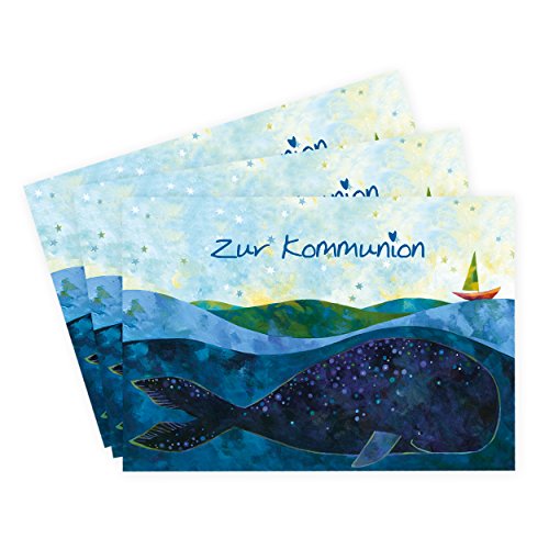 gr-tz-verlag-3er-set-karten-zur-kommunion-motiv-wal-boot-auf-meer-blau image 3