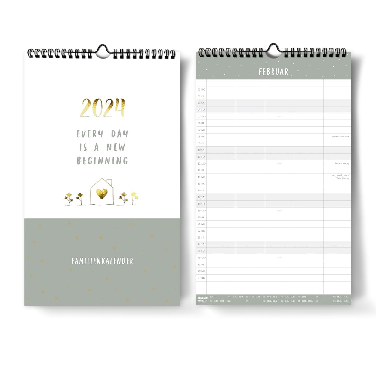 gr-tz-verlag-familienkalender-2024-blattgold-wandkalender-a4-19-x-32-cm-5-spalte image 1