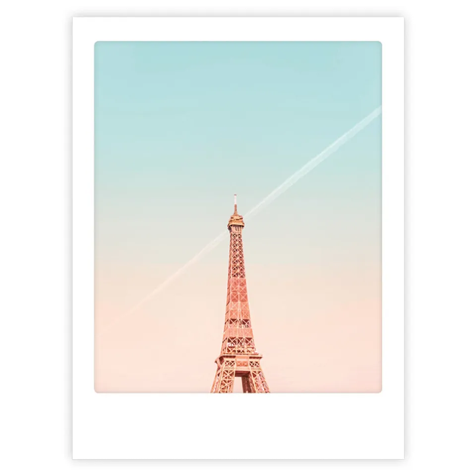 pickmotion-art-poster-pastel-eiffel-tower-mit-echtglas-rahmen image 1