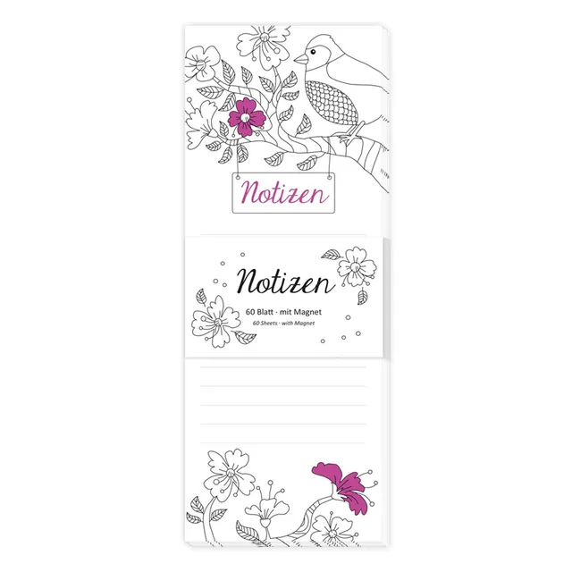 gr-tz-verlag-notizblock-blumenmeer-vogel-und-blumen-magnetblock-8-x-21-cm-60-bla image 1