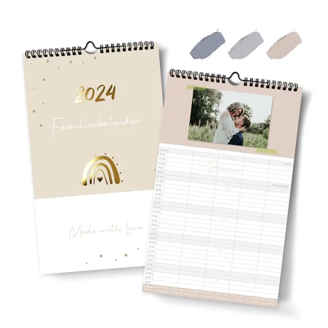 gr-tz-verlag-familienplaner-2024-fotokalender-5-spalten-a4-klein-gold image 1