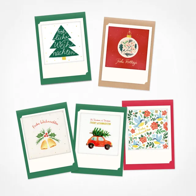pickmotion-nordischer-weihnachtsgru-klappkarten-set-5-kleine-klappkarten image 1