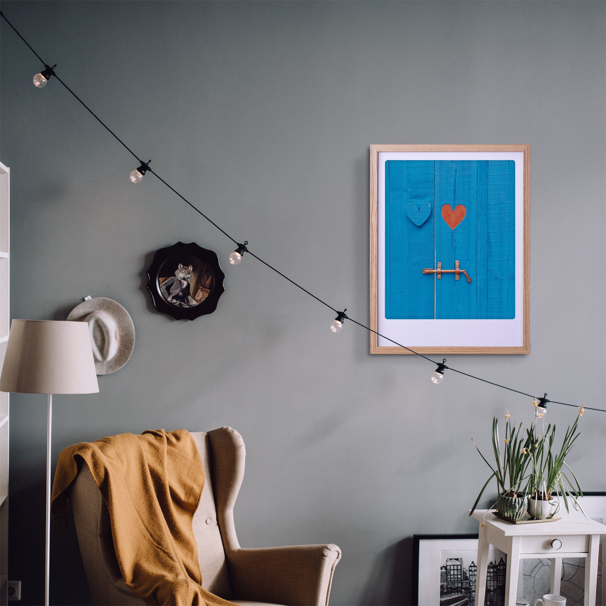 pickmotion-heart-on-door-art-poster-mit-echtglas-rahmen image 2