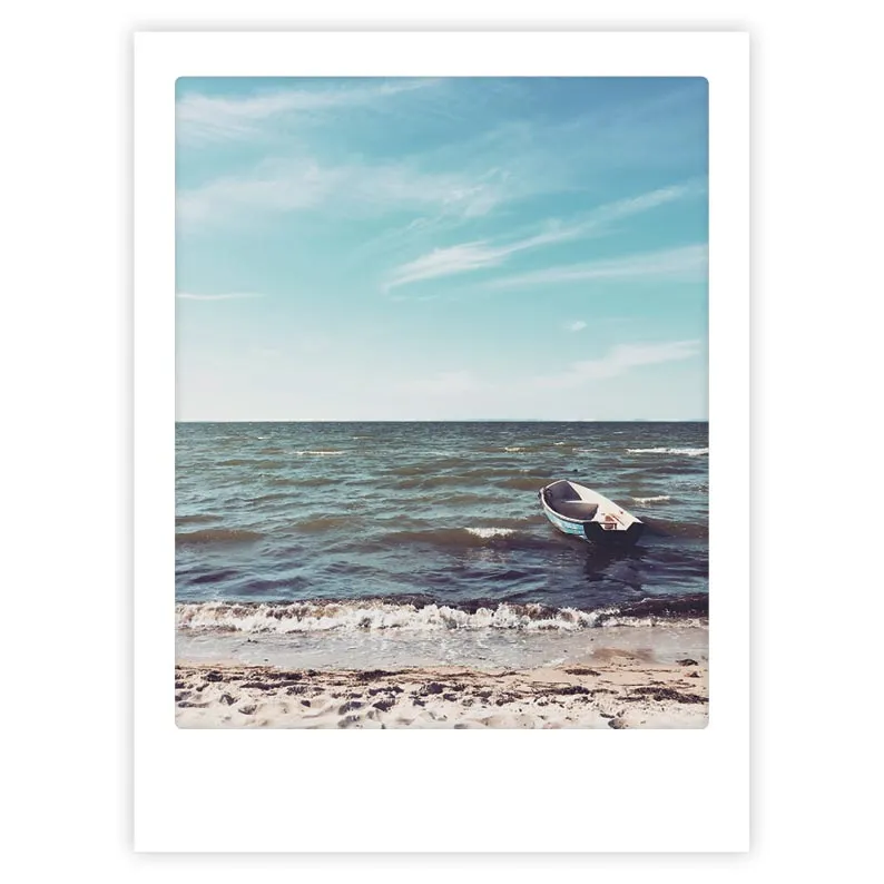 pickmotion-art-poster-boat-on-the-water-mit-echtglas-rahmen image 1