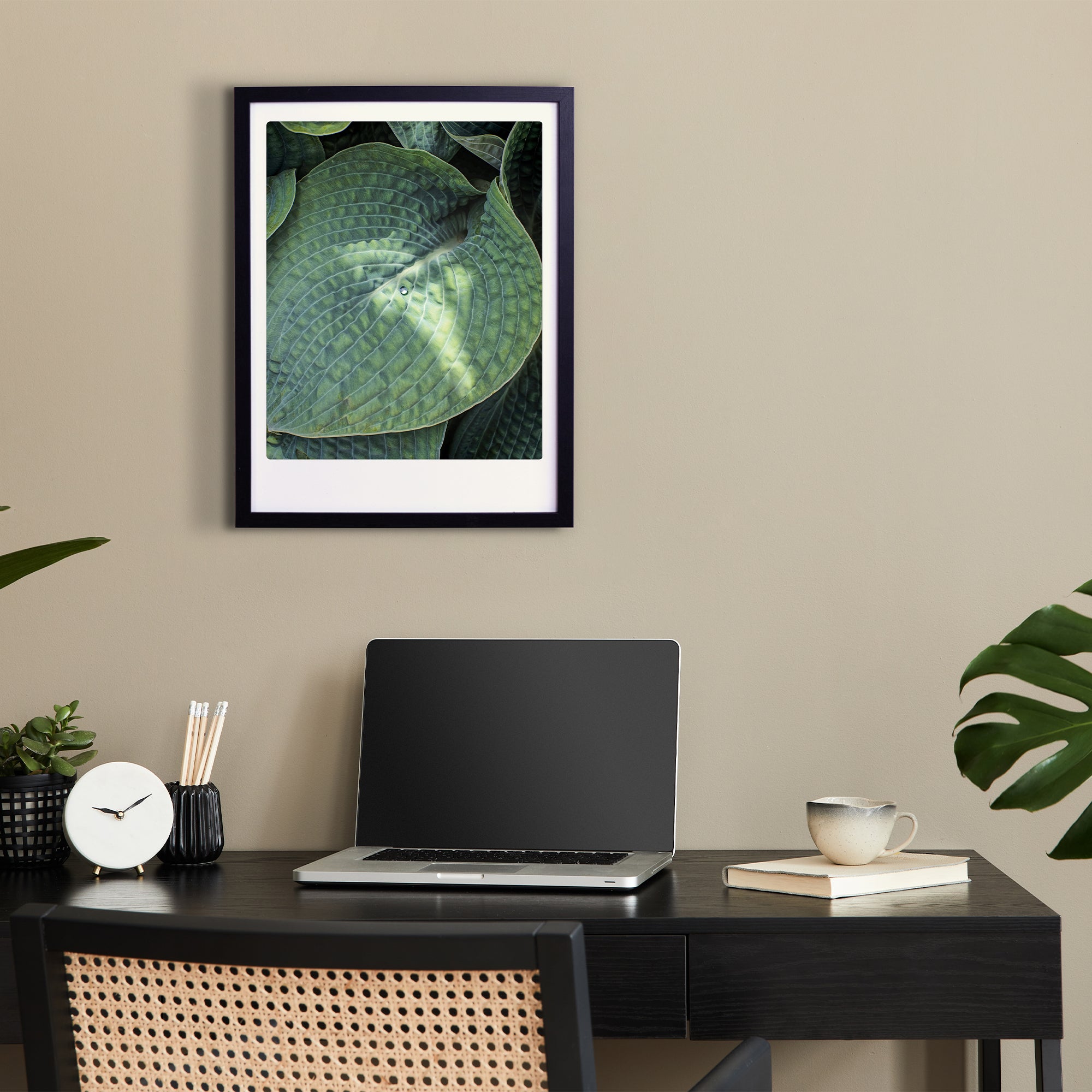 pickmotion-art-poster-raindrop-on-leaf-mit-echtglas-rahmen image 2