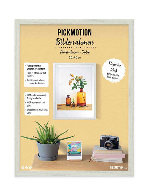 pickmotion-echtglas-rahmen-mdf-wei-bilderrahmen-f-r-art-poster image 1