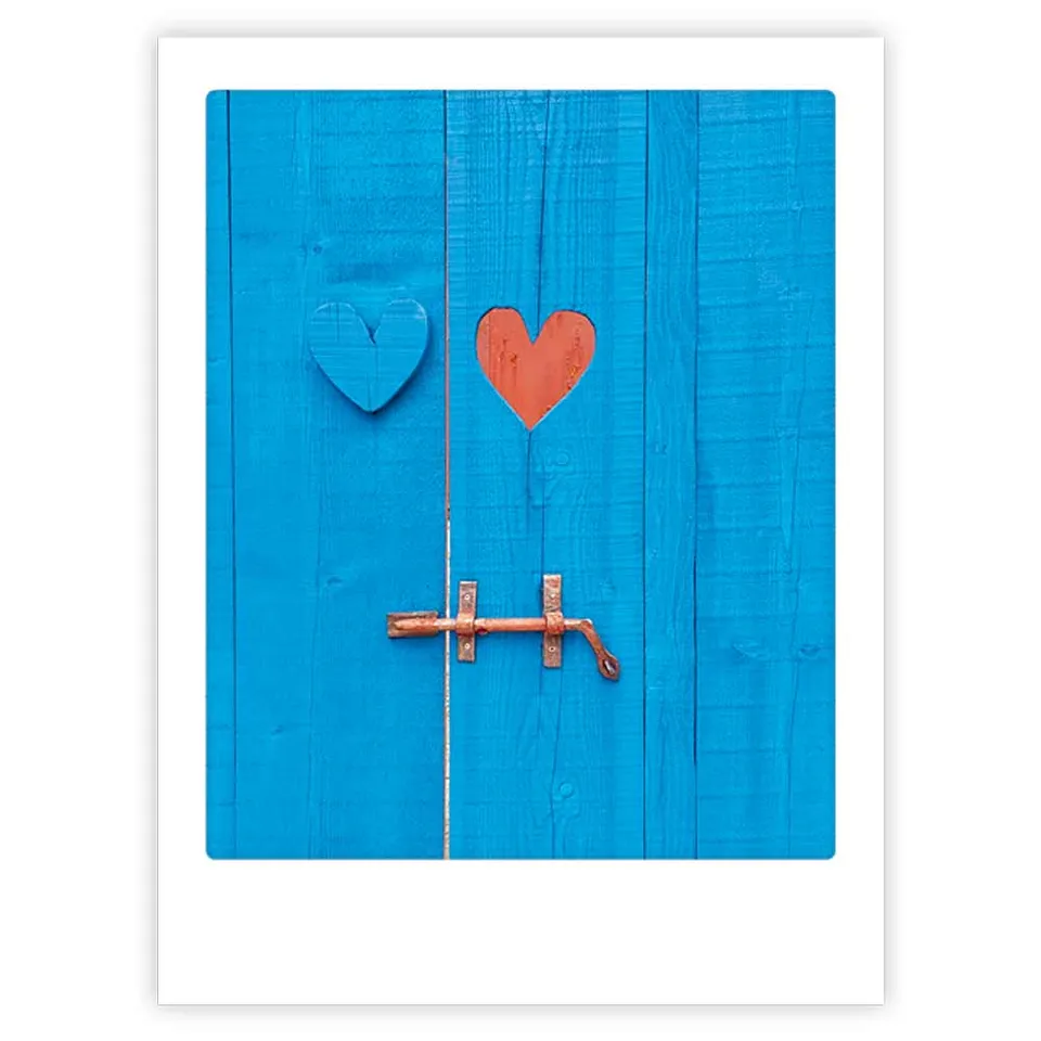 pickmotion-heart-on-door-art-poster-mit-echtglas-rahmen image 1
