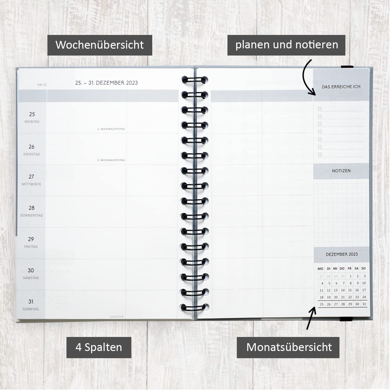 gr-tz-verlag-terminplaner-organizer-2023-a5-buchkalender-1-woche-2-seiten-schwar image 3